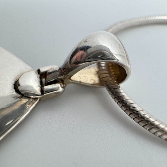 Sterling 925 Silver Spiral Dangle Vintage EarNecklace Textured Back Design - Picture 8 of 12